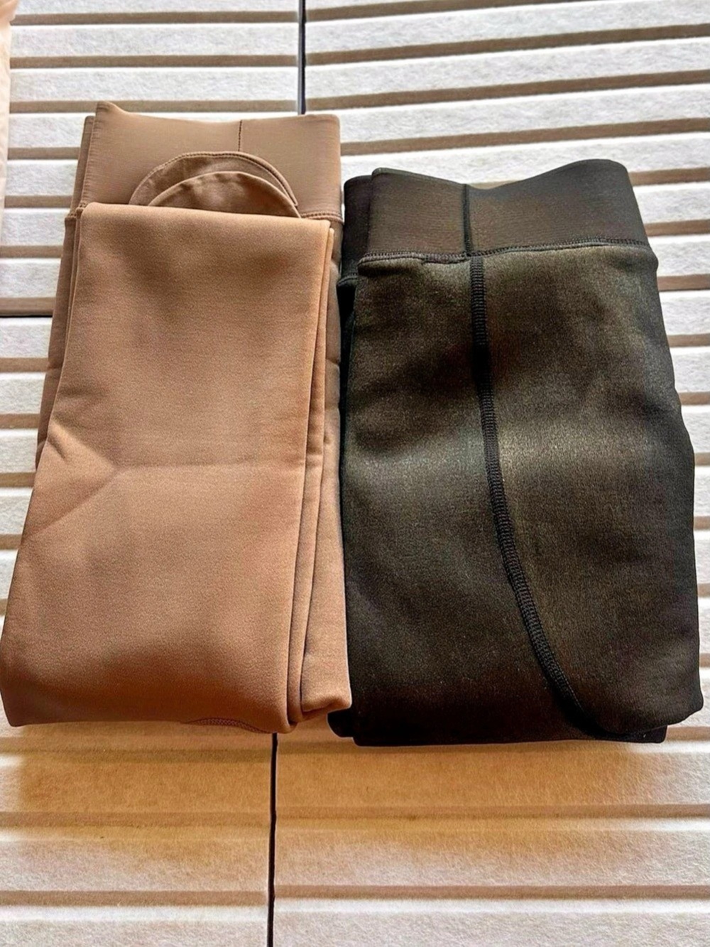 Beauty Tights Fleeced Tights in Brown & Black